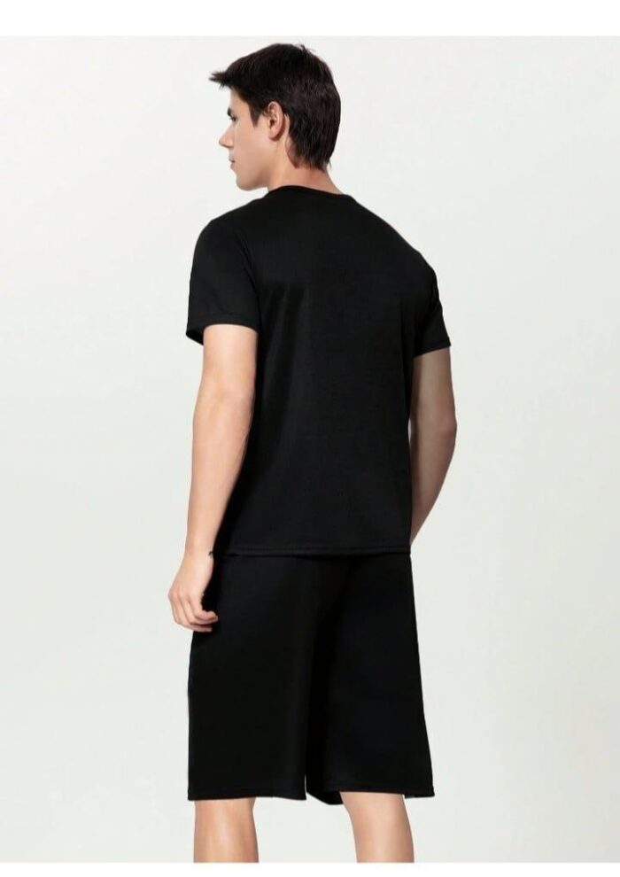 2 Pcs Man's Printed Polyester T-shirt & Short Track Suit - Image 2
