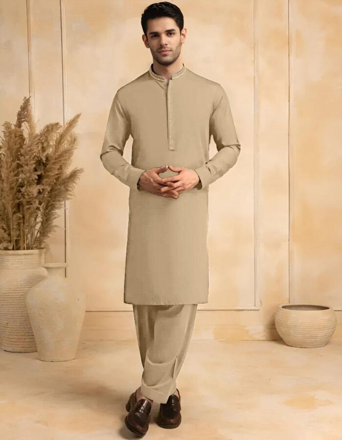 Man's Stylish Unstitched Soft Cotton Plain Suit