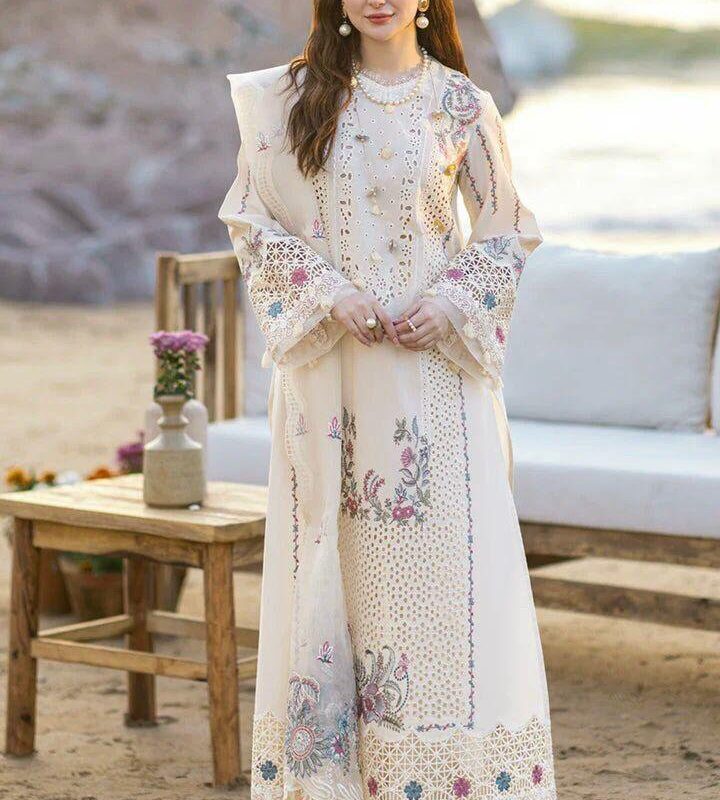 3 Pcs Woman Unstitched Embroidered Suit