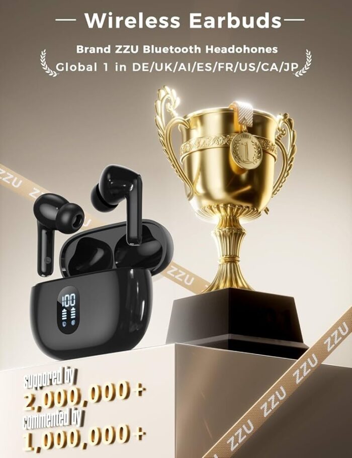 ZZU Wireless Earbuds, with Big Bass Stereo Sound, 48 Hours Playtime, - Image 4